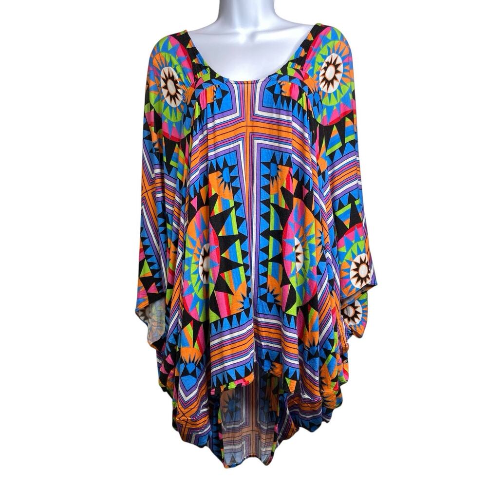 Mara Hoffman Swim Mayan Poncho Cover Up One Size Boho Glam‎ Statement Colorful